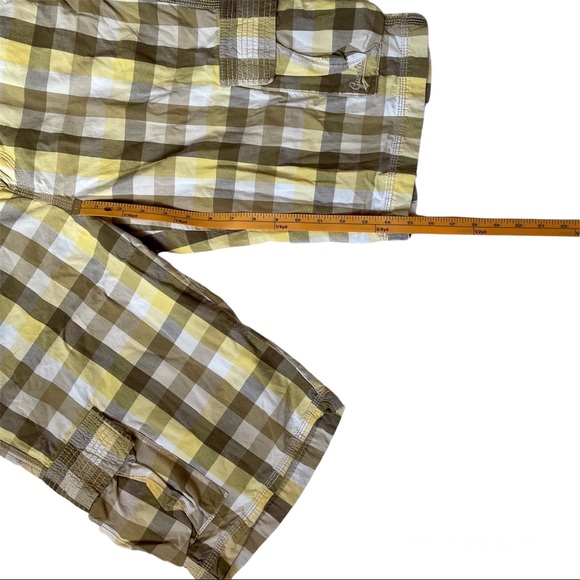 Guess Jeans Men’s Cargo Shorts Plaid Yellow Brown White - Size 33 US - Picture 5 of 6
